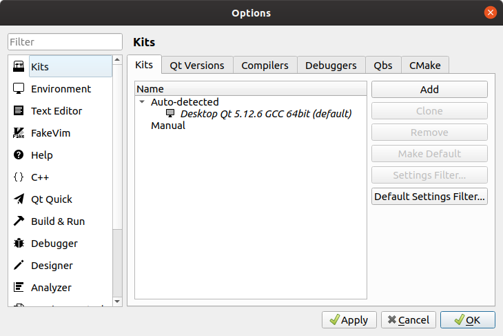 Qt Options Dialog